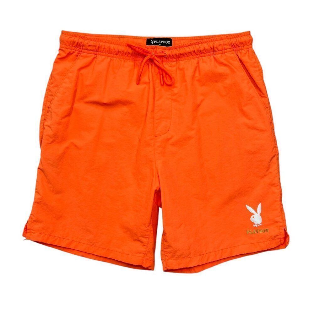 PacSun Playboy Shorts Men's Size Large Neon Orange Athletic‎ Beach Swim Trunks